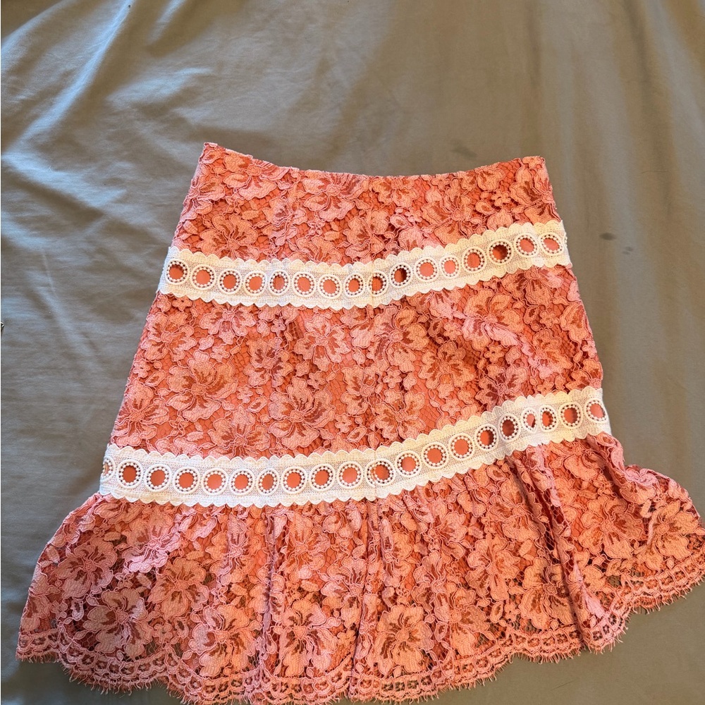 Sandro Paris Blush Pink Lace High Low Skirt